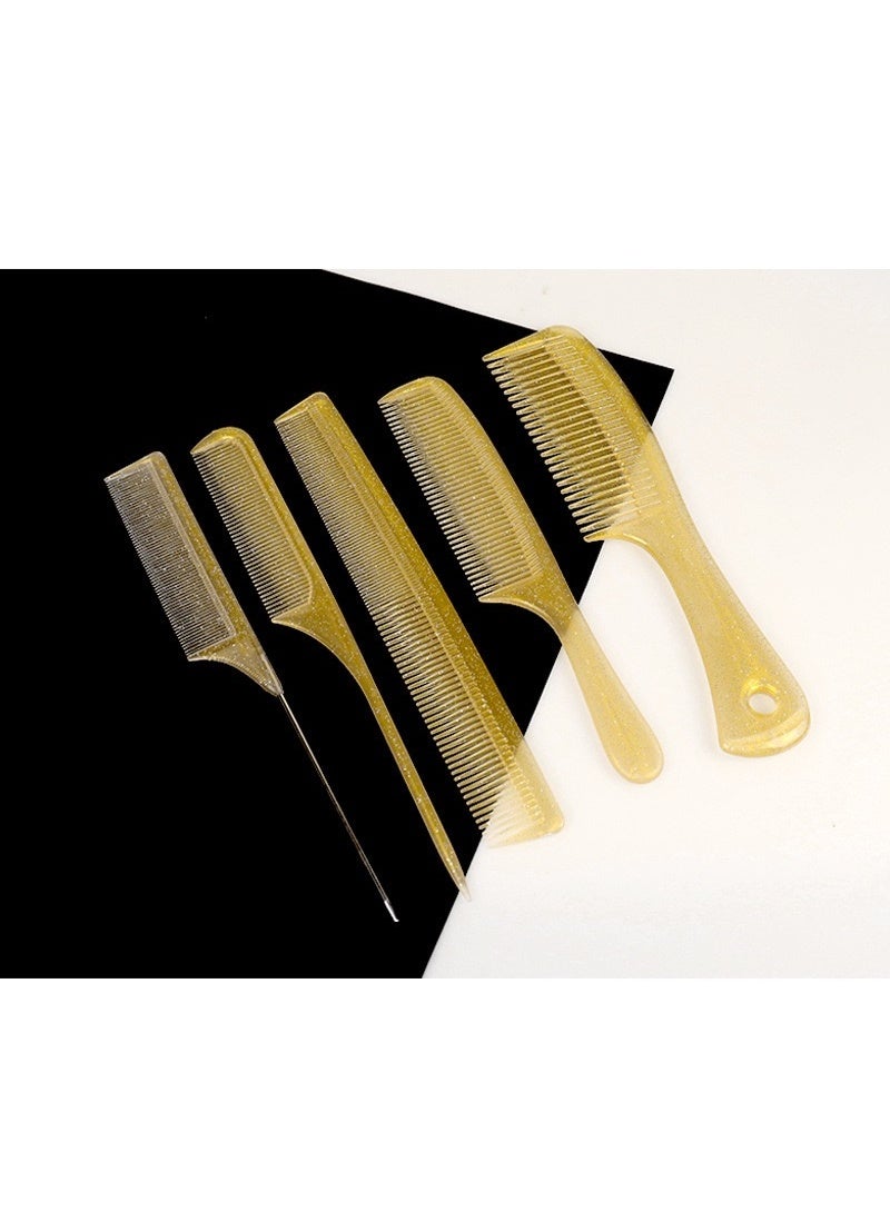 5-Piece Professional Salon Hair Combs Set, Anti-Static Heat-Resistant Hairdressing Brushes Set, Barber Hair Cutting Combs for All Hair Types & Styles, Unisex Gold Classic Combs Set (Gold) - Image 3